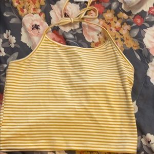 Yellow striped halter crop top